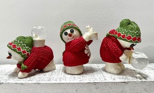 lot 347 image: Frolicking Trio of DEPT. 56 SNOWMEN with Mini Snow Globes