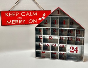 lot 294 image: Large GALVANIZED ADVENT House and Keep Calm Sign