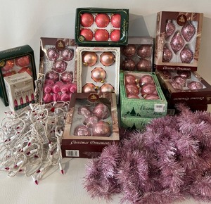 lot 375 image: Its a PINK Christmas Bulbs, Garland and Lights