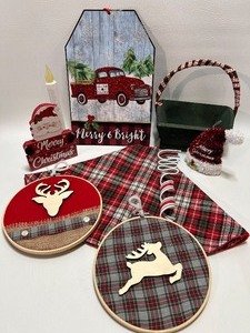 lot 417 image: Holiday Merriment including Plaid Mini Tree Skirt and More