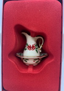 lot 304 image: LENOX Holiday Pitcher and Bowl Ornament,  NIB