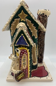 lot 392 image: Blue Sky Clayworks HEATHER GOLDMIC 2001 Polar Bear North Pole Tea Light House