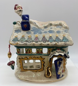 lot 395 image: Blue Sky Clayworks HEATHER GOLDMIC White Rabbit Toys Tea Light House