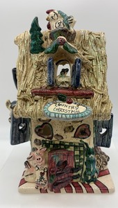 lot 393 image: Blue Sky Clayworks HEATHER GOLDMIC Country Christmas Tea Light House
