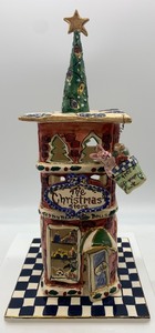 lot 396 image: Blue Sky Clayworks HEATHER GOLDMIC Christmas Store Luminary Tea Light House