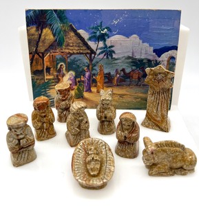 lot 464 image: PANAMA Hand Carved Soapstone Nativity Set and Hand Crafted Art