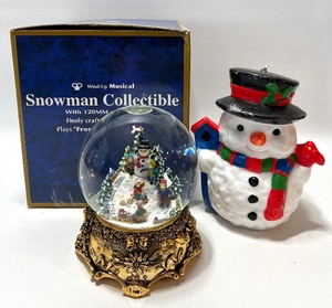 lot 499 image: ELUCEO Snowglobe and Vintage Snowman Candle