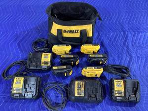 lot 034 image: Dewalt 20V Battery and Charger Set with Canvas Tool Bag