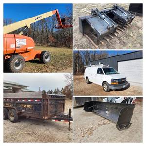 lot 0001 image: Heavy Equipment, Vans, Skid Steer Attachments
