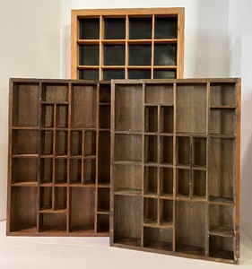 lot 37 image: LOT of Three Vintage Thimble Display Cabinets