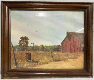 lot 51 image: Alan Carter Barn Framed Artwork Signed