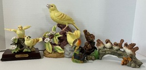lot 52 image: LOT of Five Bird Figurines - Two Porcelain and Three Resin