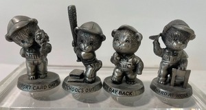 lot 66 image: Four Pewter Bear School Days Figurines AVON