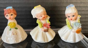 lot 72 image: Vintage Miniature Napco Flower Girls Lot of 3 Bone China