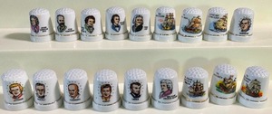 lot 78 image: LOT of Eighteen Thimbles - Presidential, Composers, Flagships