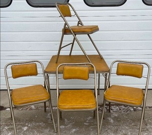 lot 85 image: Folding Card Table and Four Cushioned Folding Chairs Set