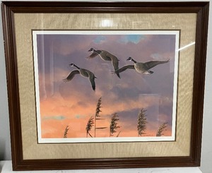 lot 93 image: Owen Gromme Sunset Geese Signed and Numbered Limited Edition Print