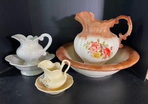 lot 81 image: Three Vintage Ceramic Pitcher and Basins