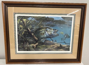 lot 155 image: Surprise Rival - Largemouth Bassl Print by Mark A Susinno, Signed & Numbered 547750