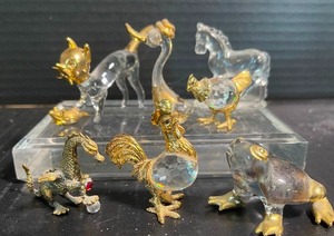 lot 148 image: Eight miniature Glass Animals wGold Detail