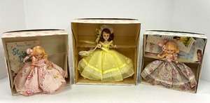 lot 34 image: Lot of 3 Plastic Storybook Dolls by Nancy Ann April Girl Princess Rosanie and Blossom