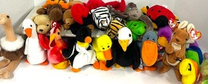 lot 72 image: Large Lot Beanie Babies Plush by TY Lot of 21 Birds, Big Cats, etc.