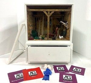 lot 137 image: American Girl AG Minis Illuma Room Horse StableBarn Diorama with plexi magnetic frame