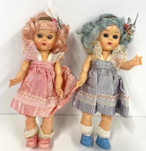 lot 153 image: Lot of 2 Vintage Virga Lollipop Lolly Tiny Twinkle Dolls Pink and Blue Hair