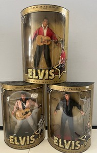 lot 28 image: Lot of 3 Elvis Presley Jailhouse Rock and Teen Idol and 68 Special Collectors Dolls by Hasbro 1993