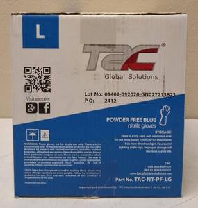 lot 8 image: GLOBAL SOLUTIONS  TAC BRAND- POWDER Free Blue Gloves (10 Boxes) SIZE L