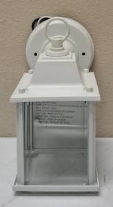 lot 71 image: Small Exterior Wall Lantern -  NEW CUSTOMER RETURN  (1) White Finish