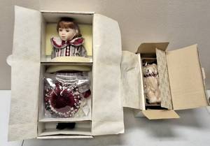 lot 75 image: Franklin Heirloom  Megan Doll with Teddy Bear & Wagon - Coca Cola Series