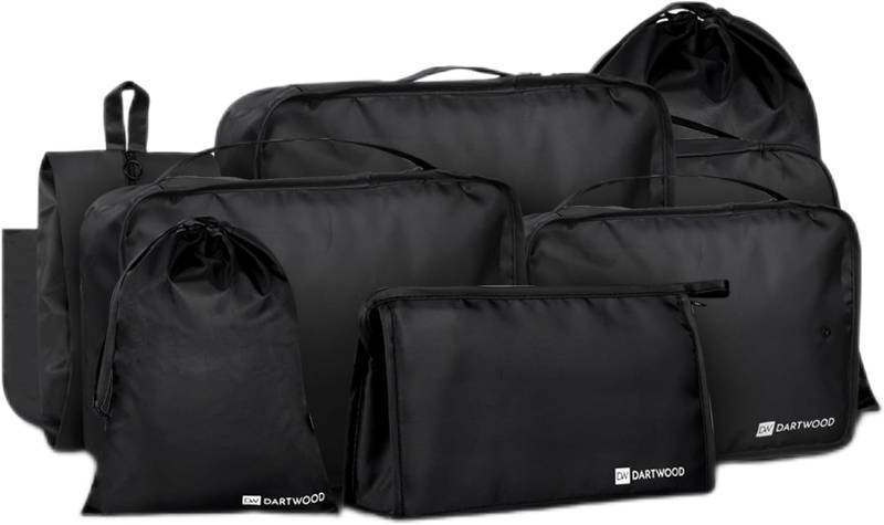 lot 726 image: Dartwood Compression Packing Cubes - Suitcase Organizer Bags Set for Travelling - 1 Set9 pieces (Black)