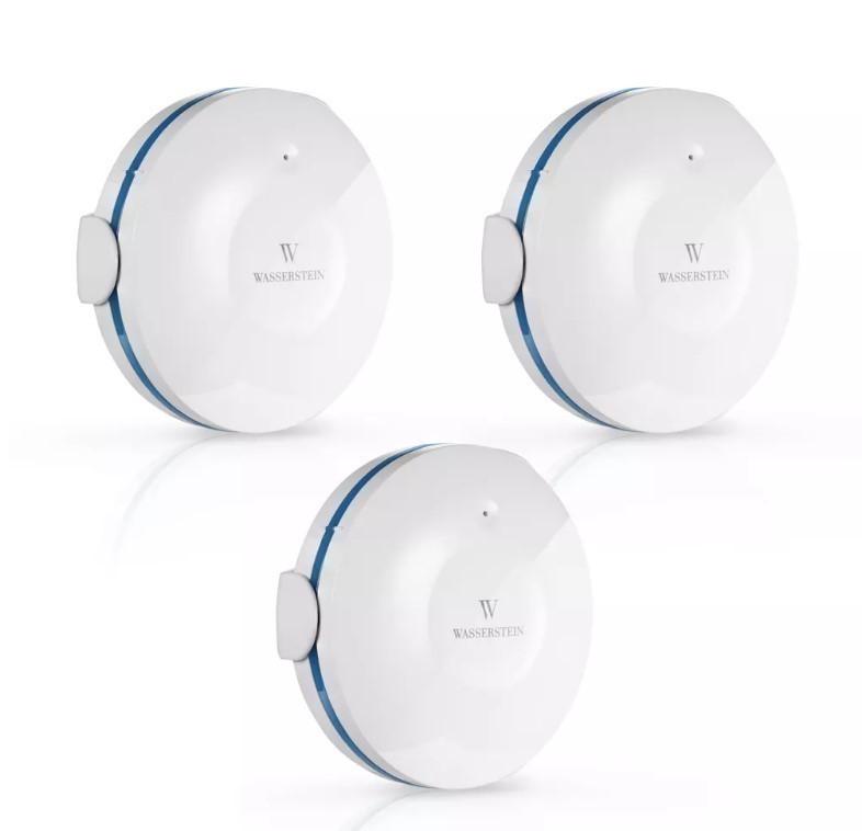 lot 946 image: Wasserstein Smart Water Leak Detector with App Notifications and 100dB Sound Alarm - Protects Your Home from Leaks and Water Damage (3-Pack)