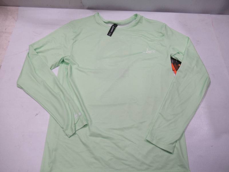 lot 428 image: NEW Habit Mens Solar Factor Quick Dry Cooling Broadside Basin Long Sleeve Graphic Tee - Patina Green - Large