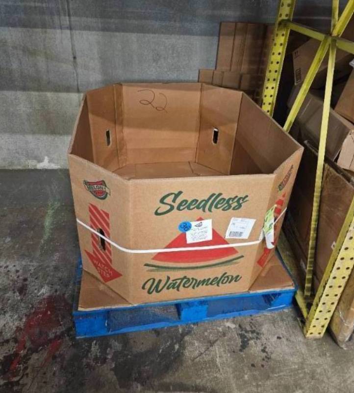 lot 122 image: Pallet of Over 30 Heavy Duty Used Cardboard Gaylord Boxes in Excellent Condition.