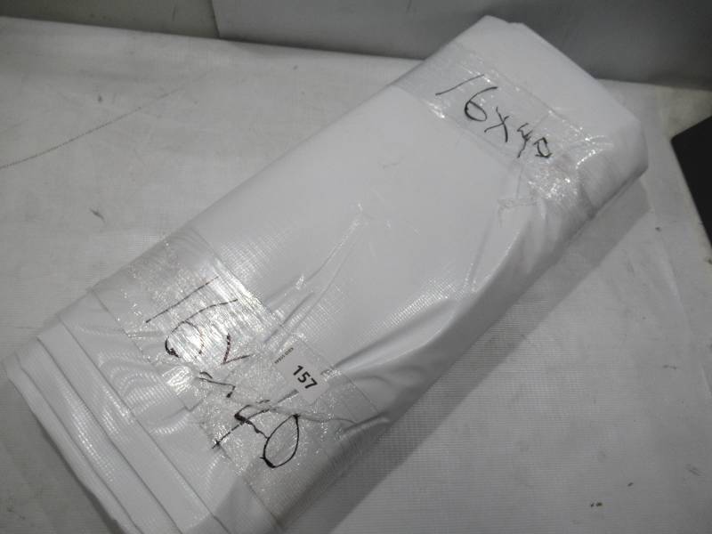 lot 157 image: NEW Vinyl Tarp - 16 x 40  Black  White Vinyl tarp - 9 oz. Lightweight Duty