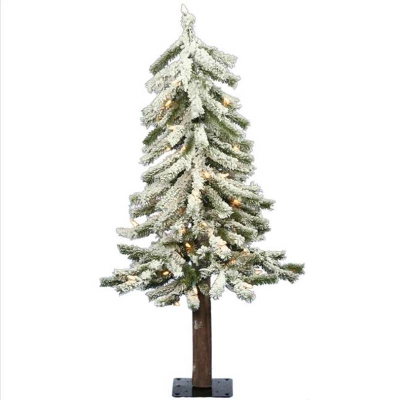 lot 221 image: Vickerman 2 Ft x 14 Inch Flocked Alpine DuraLit 50 Clear Lights 72 Tips Christmas Tree