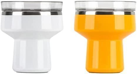 lot 213 image: NEW Reduce 12 oz. Vacuum Insulated Stainless Steel Saltini Tumbler 2 Pack White & Mango