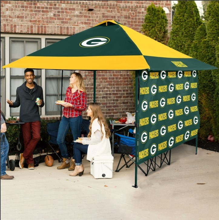 lot 89 image: NEW NFL 12 x 12 Pagoda Tent Canopy with Side Panel - Green Bay Packers