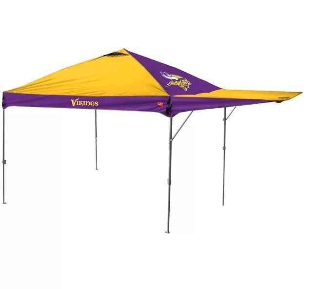 lot 90 image: NEW Rawlings Official NFL 10 x 10 Swing Wall Tailgate Canopy - Minnesota Vikings