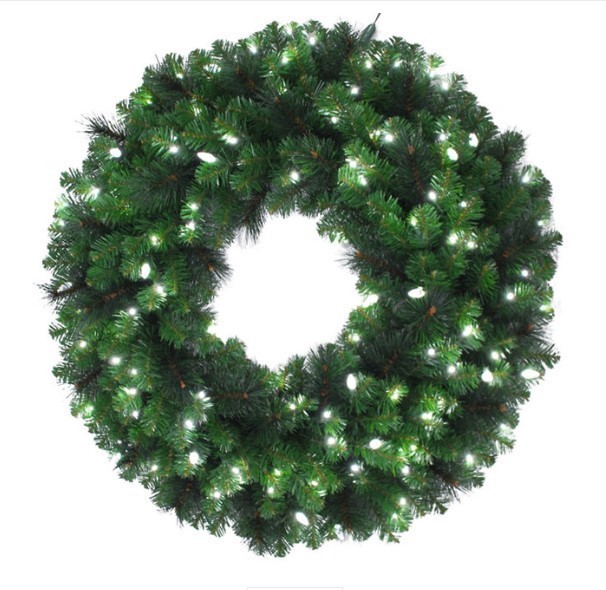 lot 85 image: NEW Celebrations 36 in. Dia. Bristol Pine Wreath with 120 White LEDs - Prelit Christmas Wreath