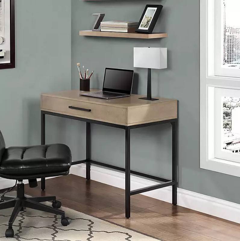lot 80 image: NEW Stetson Writing Desk with Storage Drawer - Natural Finish