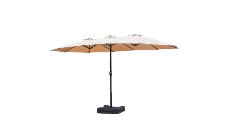 lot 91 image: NEW Living Accents 8.8 ft. x15 ft. Triple Canopy Patio Umbrella - Beige