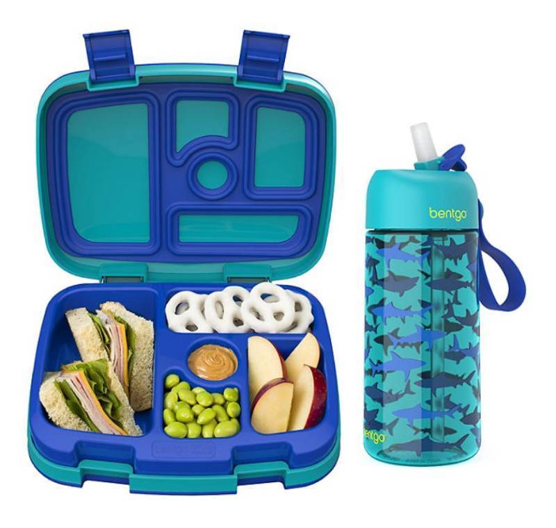 lot 296 image: NEW Bentgo Kids Prints Lunch Box & Water Bottle Set - Sharks