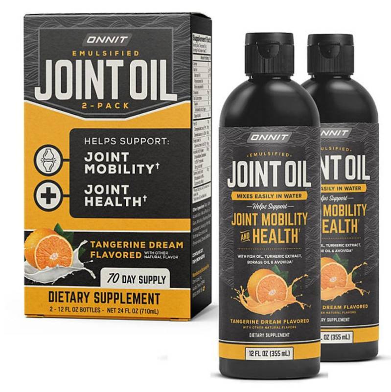 lot 340 image: NEW  ONNIT Joint Oil Liquid Fish Oil to Support Joint Health and Mobility, Tangerine Flavor 2 pk., 12 fl. oz.