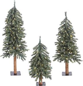 lot 161 image: Vickerman 2 3 4 Natural Bark Alpine Artificial Christmas Tree Set - Clear Dura-lit Lights - Faux Christmas Tree - Set of 3 B907381