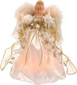 lot 169 image: Vickerman 12 White & Gold Lighted Angel Tree Topper - V119802