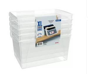 lot 332 image: NEW Storex Wide XL StorageBook Bins, Set of 5, Clear