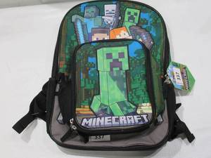 lot 337 image: NEW Minecraft Kids Matching Backpack with Lunch Bag Set, 2-Piece, Green